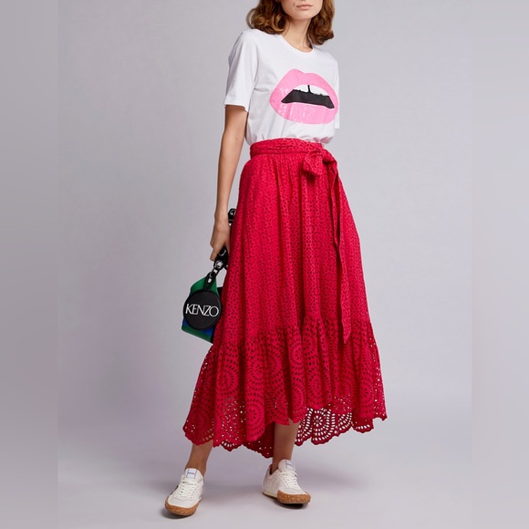 Ulla Johnson Fuchsia Eyelet Maxi Skirt